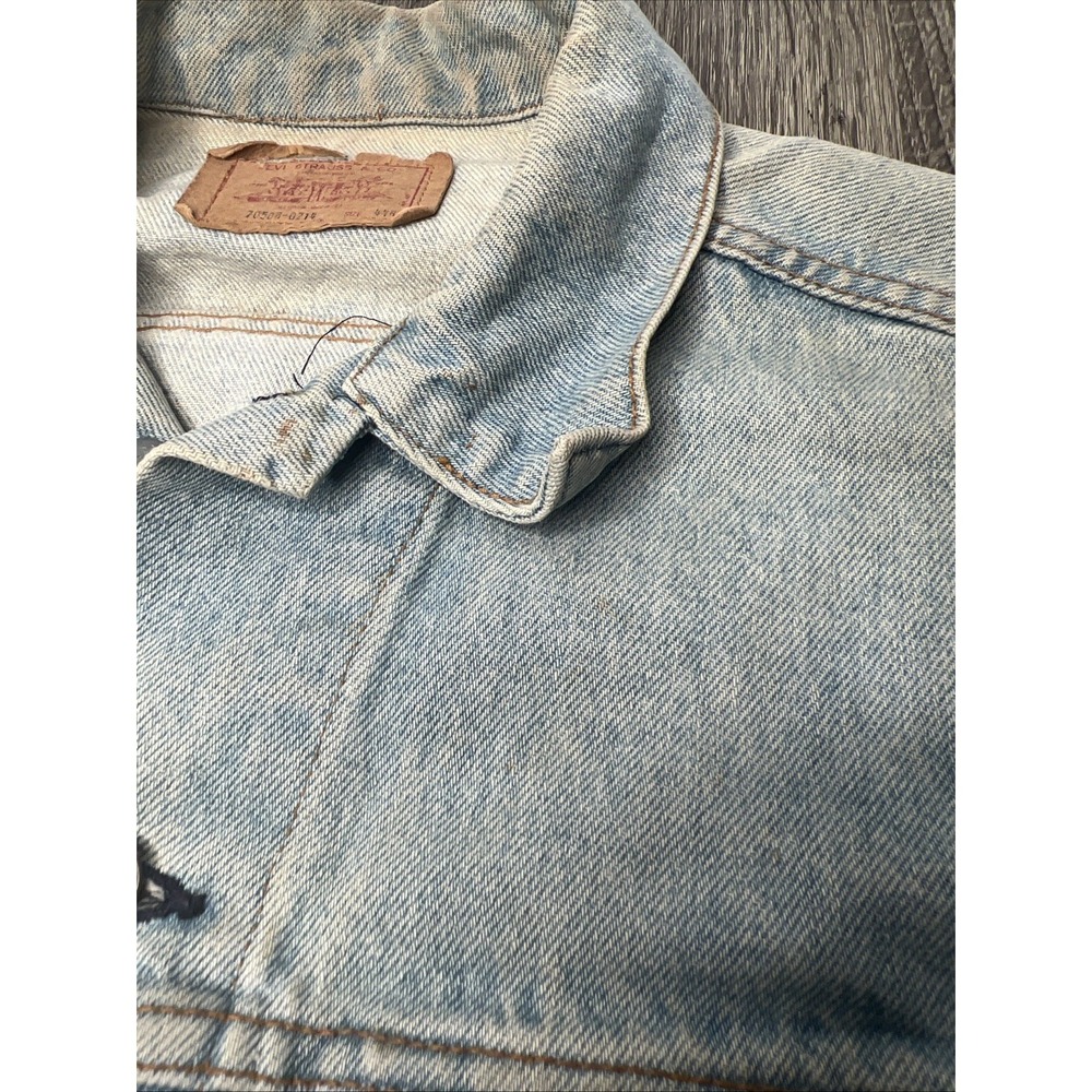 Levi's VTG 70s Denim Trucker Jacket Sz 44 Type 3 70505 0214 Light Wash Thrashed! - Picture 15 of 16